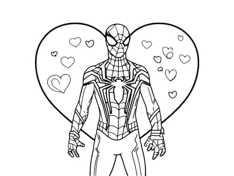 スパイダーマン バレンタイン Coloring Page