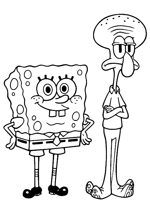 Bob Esponja e Lula Molusco Coloring Page