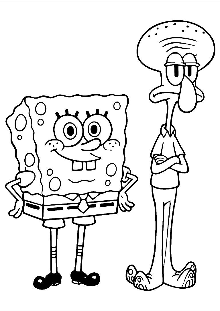 Spongebob And Squidward Coloring Page