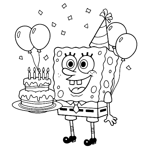 Anniversaire de Bob l'éponge Coloring Page