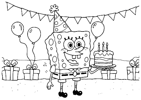 Ulang Tahun SpongeBob Coloring Page