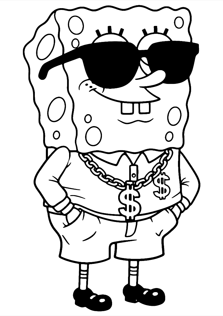 Dibujo De Bob Esponja Gangster Para Colorear