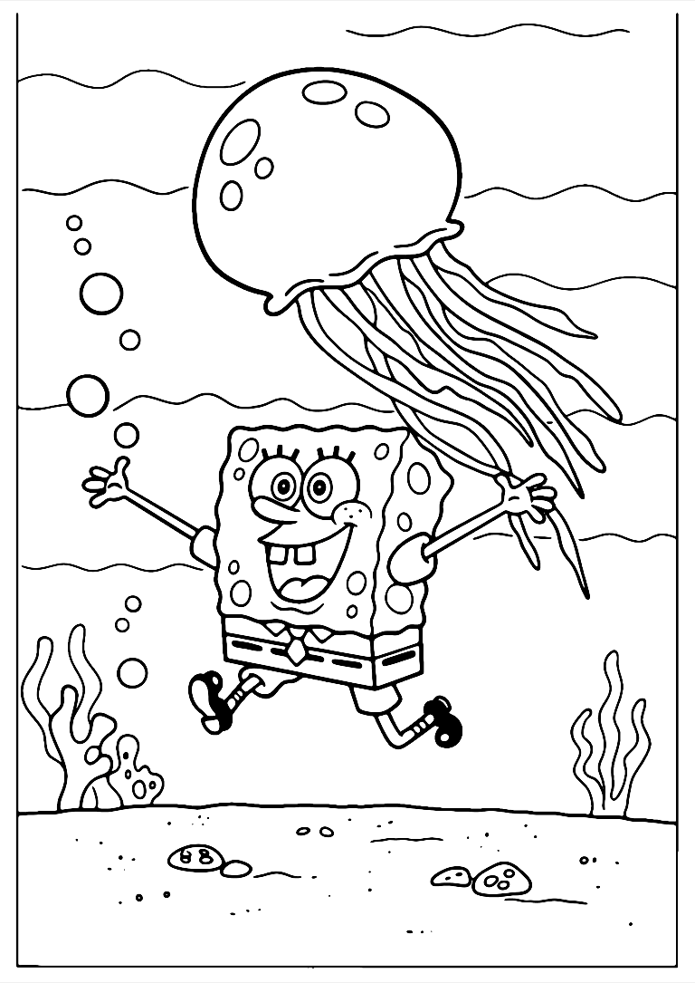 Disegno Da Colorare Di SpongeBob Medusa