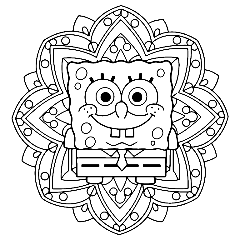 Gambar Mewarnai Mandala Spongebob