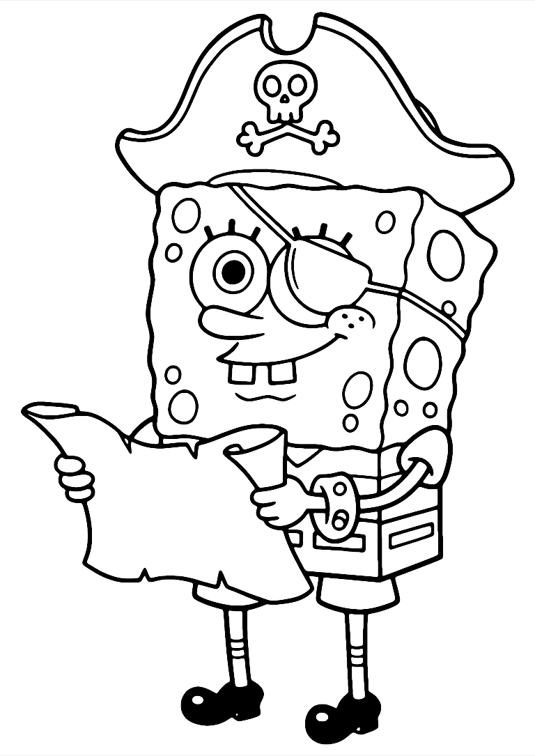 Dibujo De Bob Esponja Pirata Para Colorear