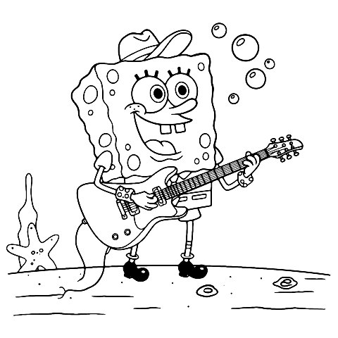 bob l'éponge rockeur Coloring Page