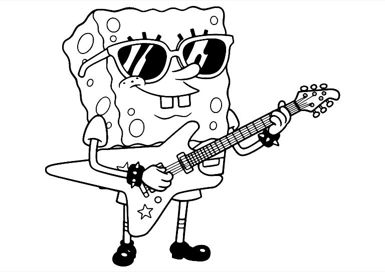 Disegno Da Colorare Di Spongebob Rocker