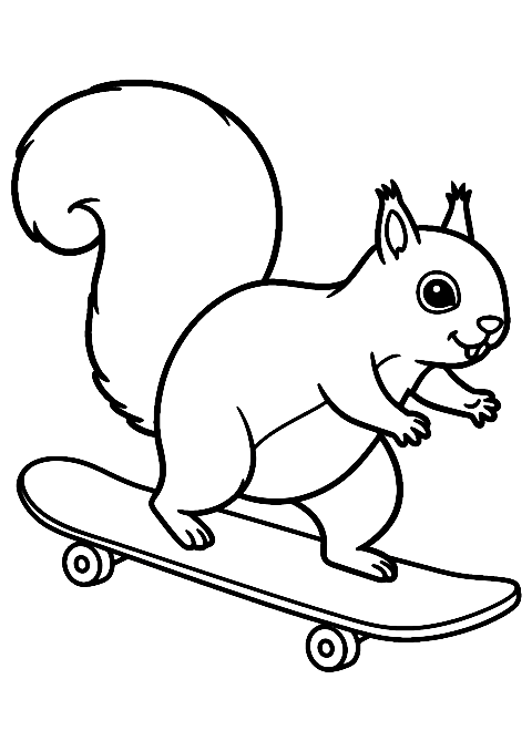 esquilo no skate Coloring Page