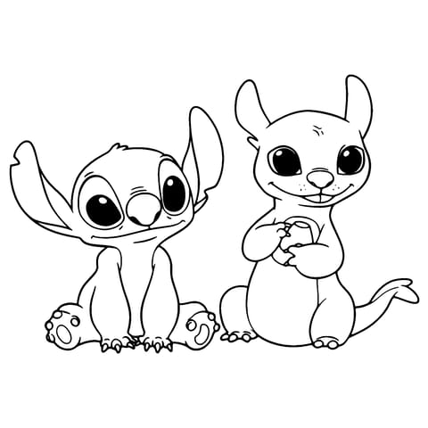 stitch and toothless Coloring Page