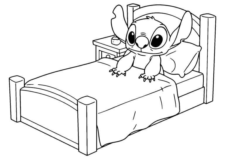 Disegno Da Colorare Di Stitch Letto