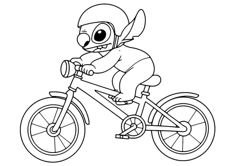 Stitch Bike Coloring Page