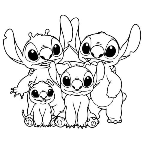 famiglia stitch Coloring Page