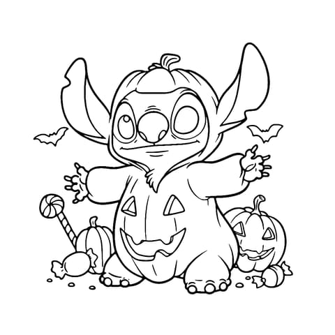 stitch cadılar bayramı Coloring Page