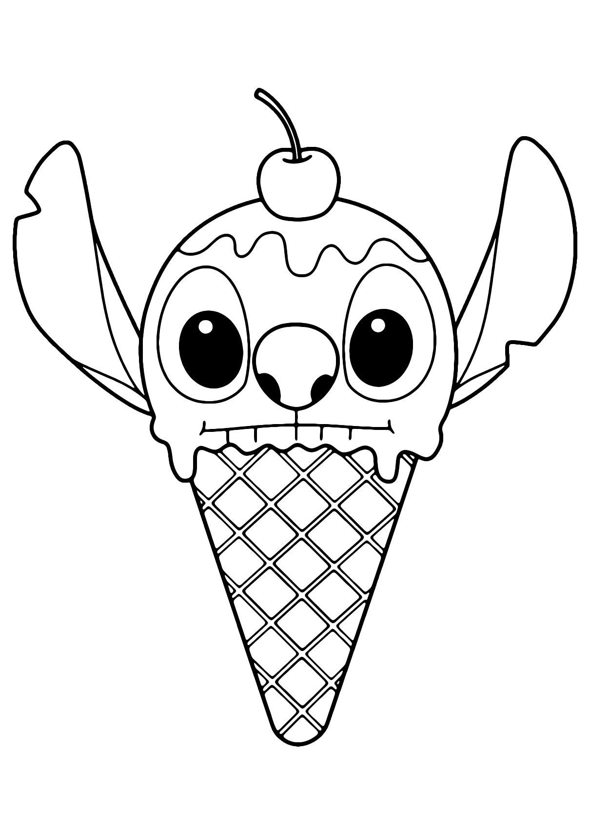 Stitch Ice Cream Coloring Page