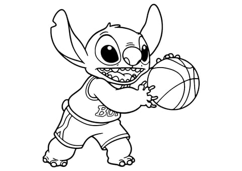 stitch jugando al básquetbol