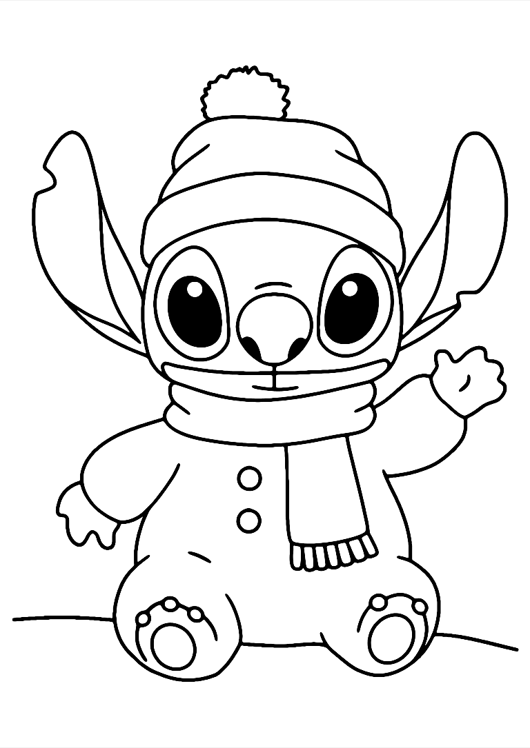 Desenho De Stitch Inverno Para Colorir