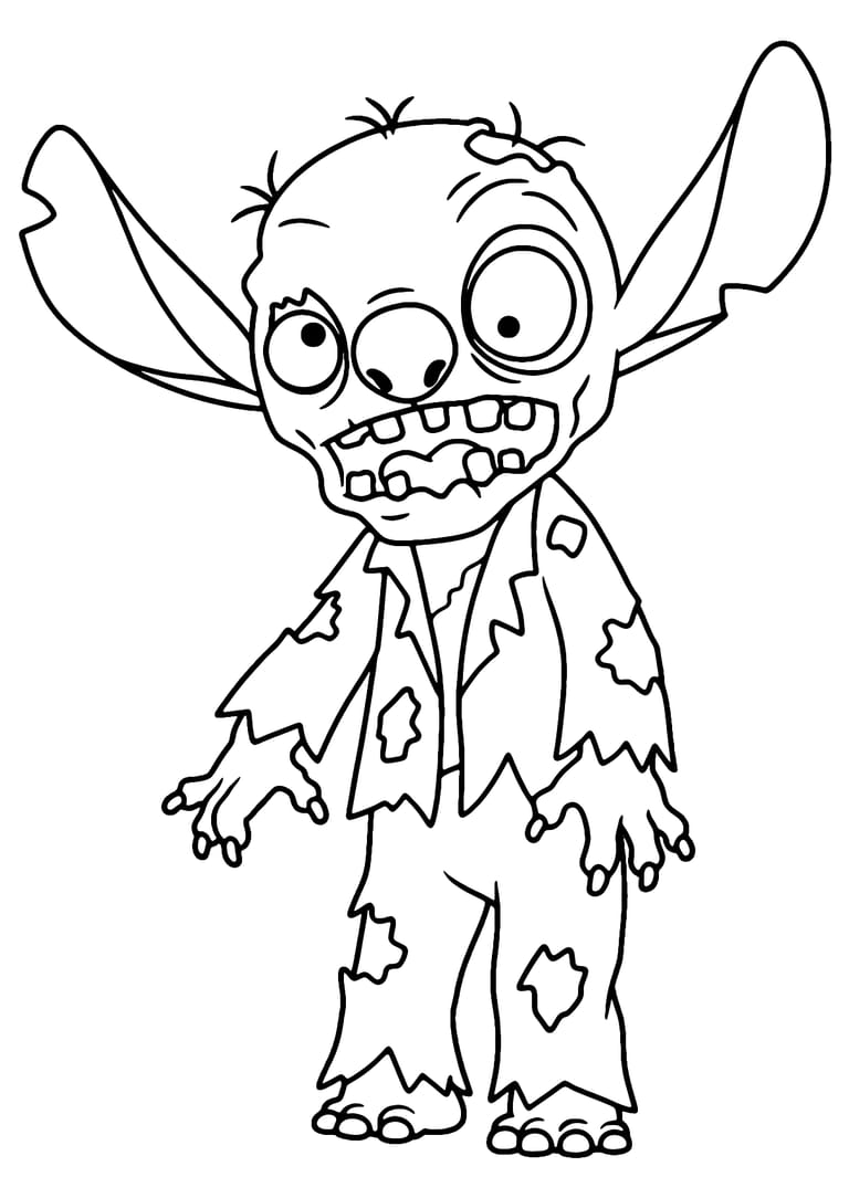 Desenho De Stitch Zumbi Para Colorir