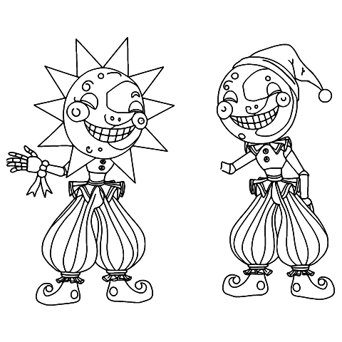 fnaf matahari bulan Coloring Page