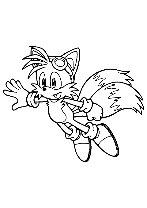 Tails la Volpe che Vola Coloring Page