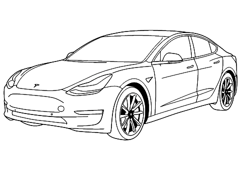 tesla auto Coloring Page