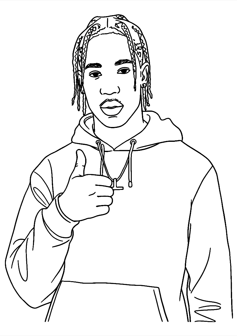 Dibujo De Travis Scott Pulgar Arriba Para Colorear