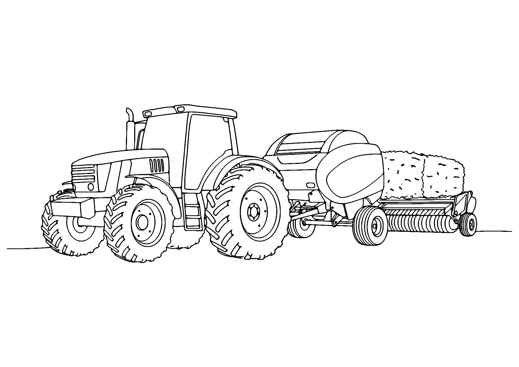 Tractor And Baler Coloring Page