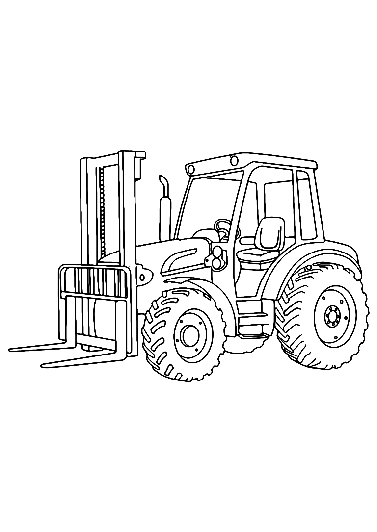 Coloriage Tracteur Avec Fourche