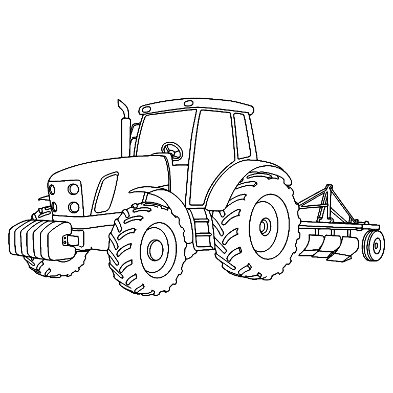 Tractor With Plow Coloring Page