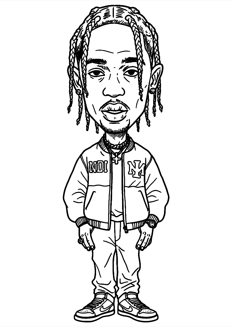 Dibujo De Travis Scott Estilo Caricatura Para Colorear