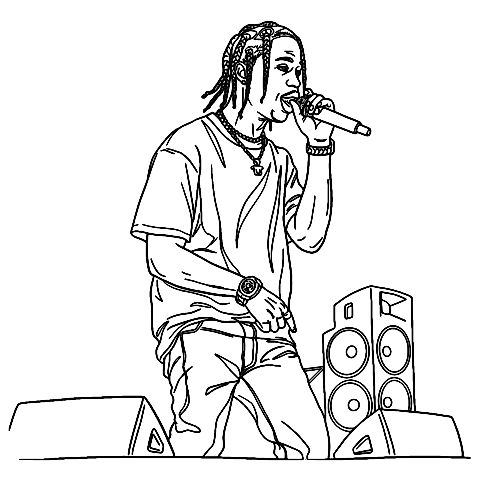 Travis Scott på en konsert Coloring Page