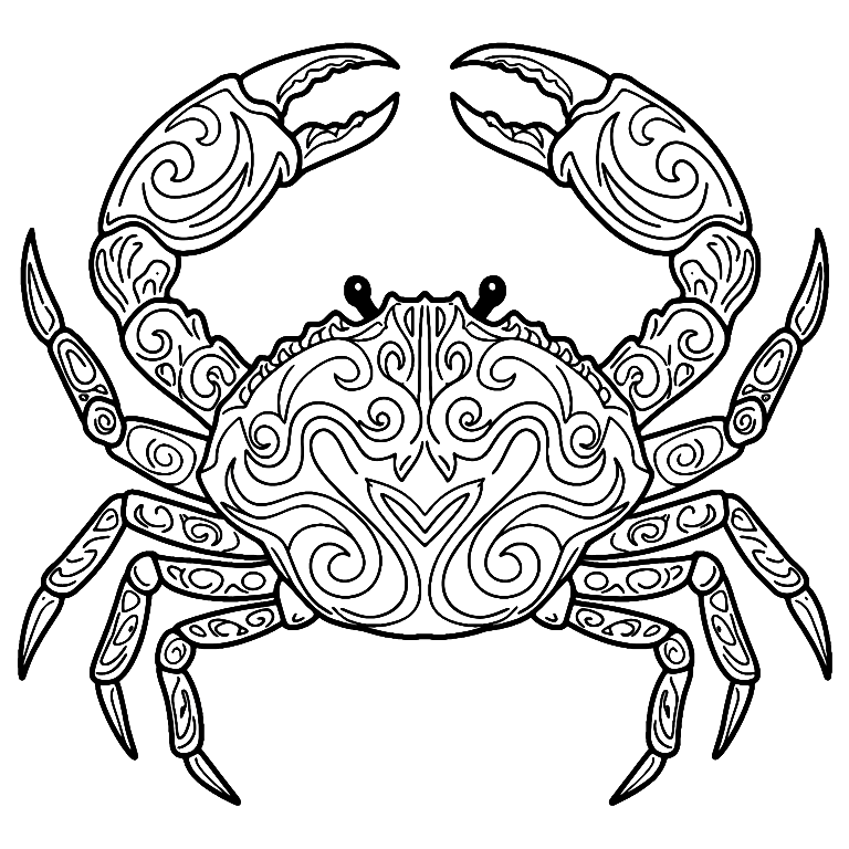 Tribal Crab Coloring Page