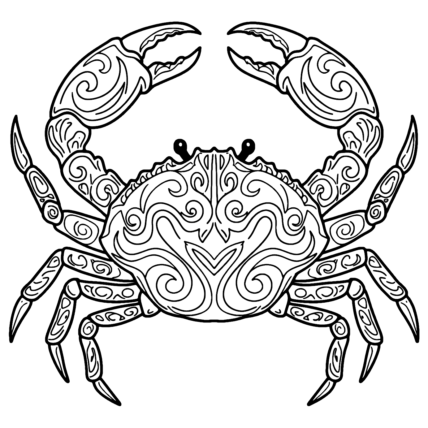 Coloriage Crabe Tribal