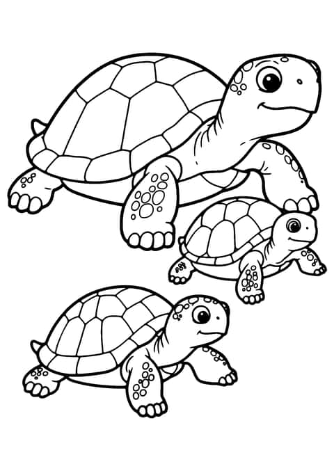 kilpikonna perhe Coloring Page