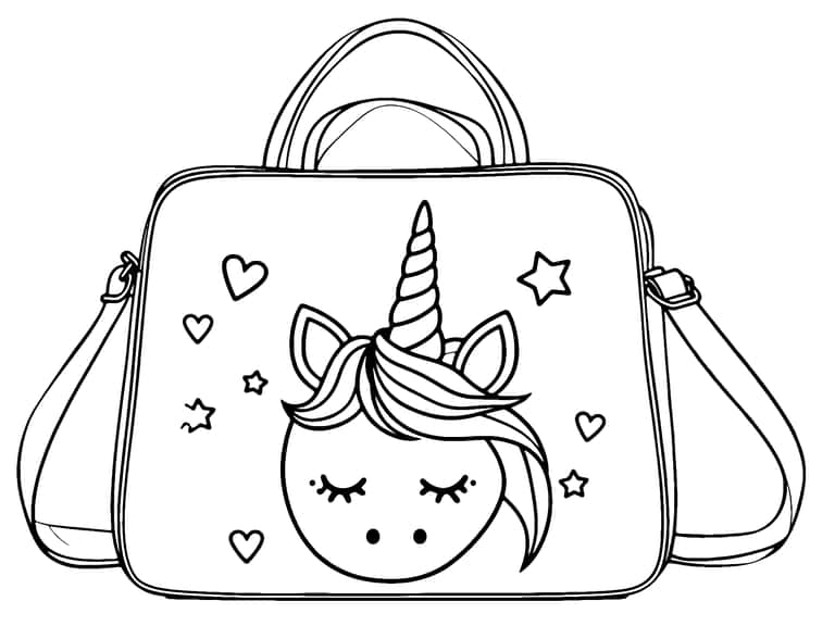 Einhorn Tasche Ausmalbild