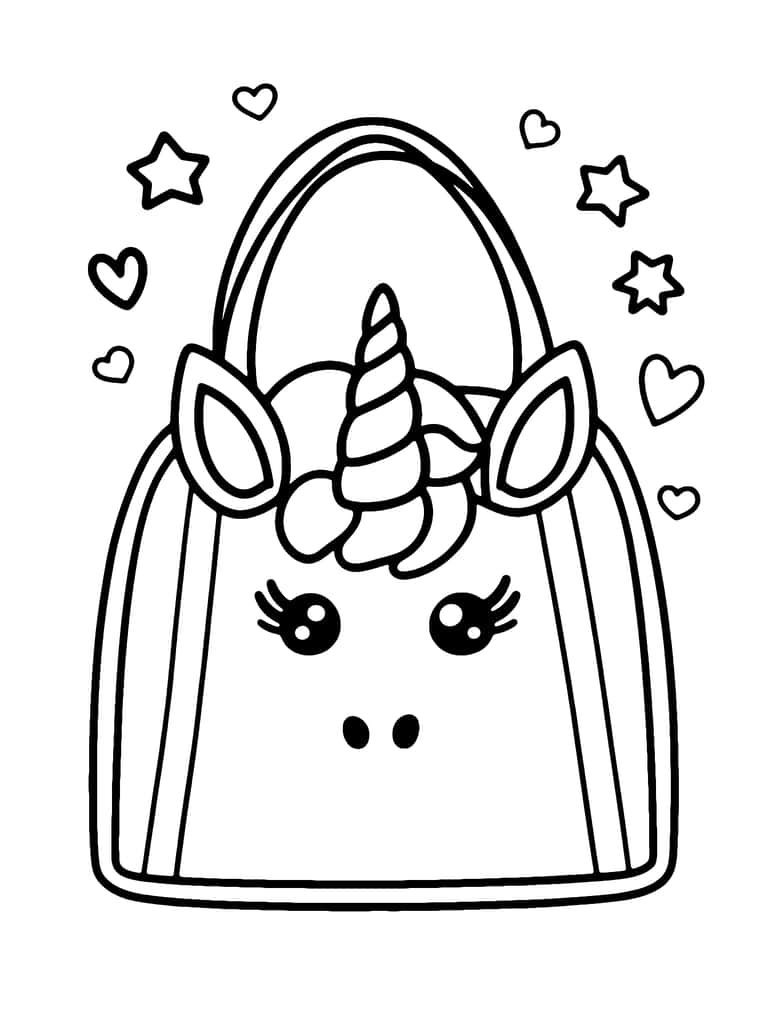 Einhorn-Tasche Ausmalbild