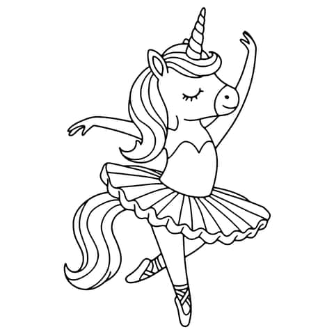 발레리나 유니콘 Coloring Page