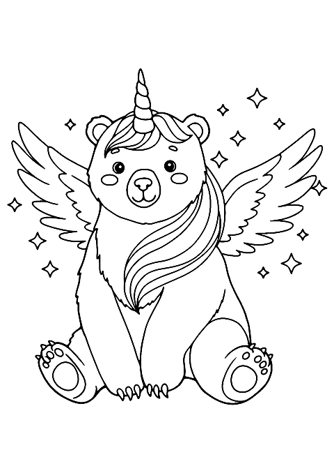 yksisarvinen karhu Coloring Page