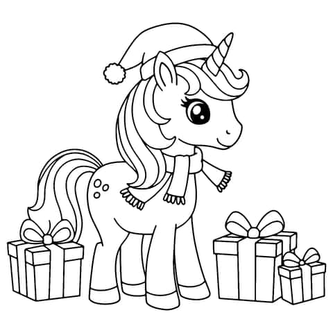 ユニコーン クリスマス Coloring Page