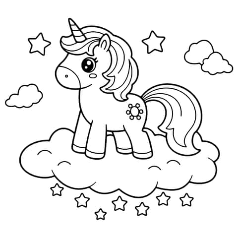 unicorno nuvola Coloring Page