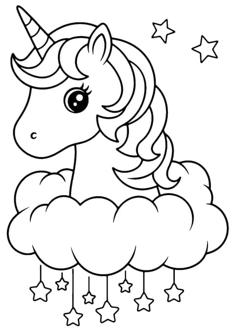 eenhoorn wolk Coloring Page