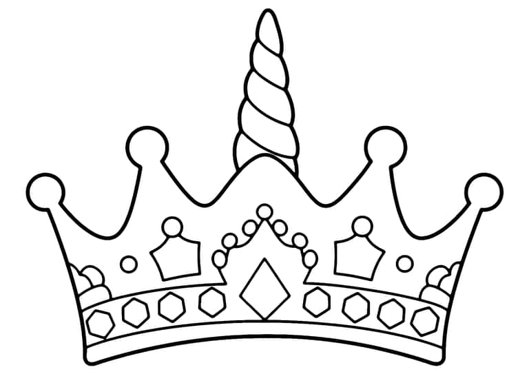 Unicorn Crown Coloring Page