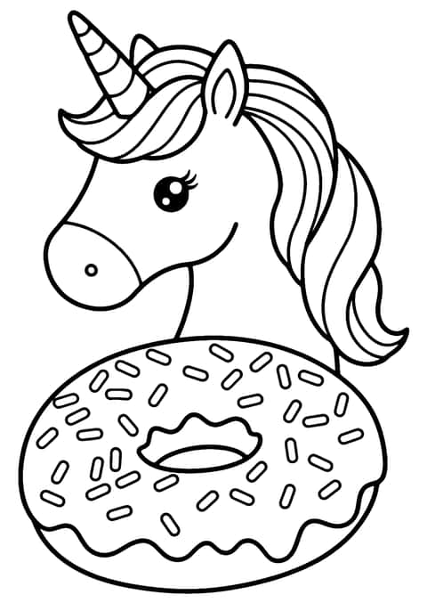 donat unikorn Coloring Page