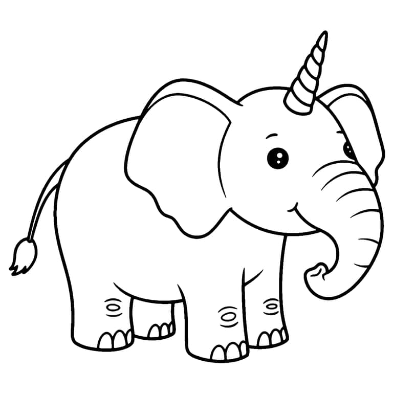 Unicorn Elephant Coloring Page