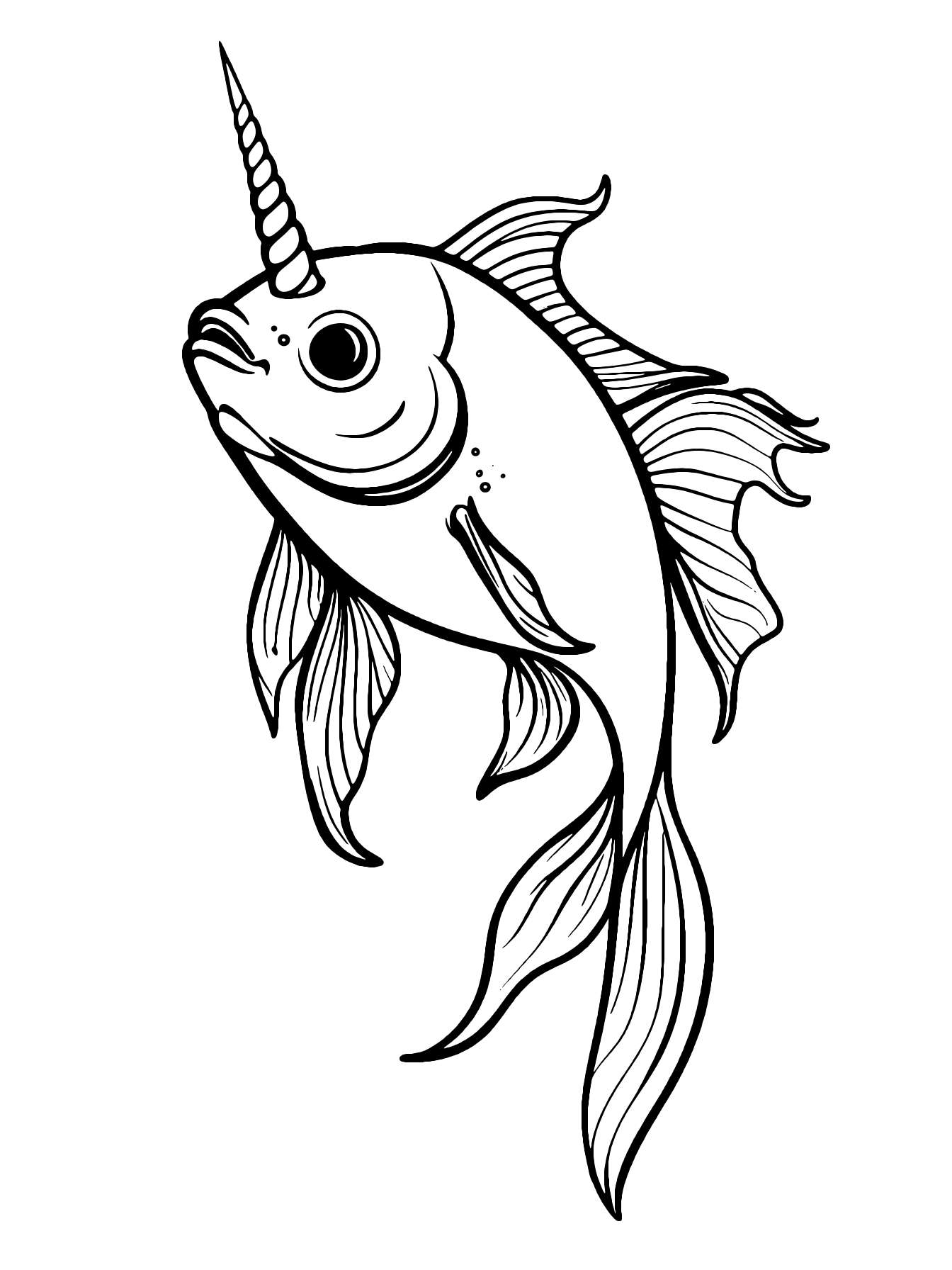 Unicorn Fish Coloring Page