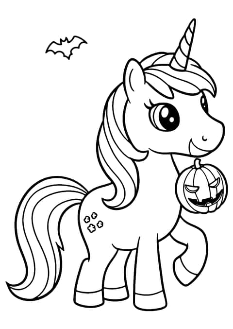 ユニコーン ハロウィン Coloring Page