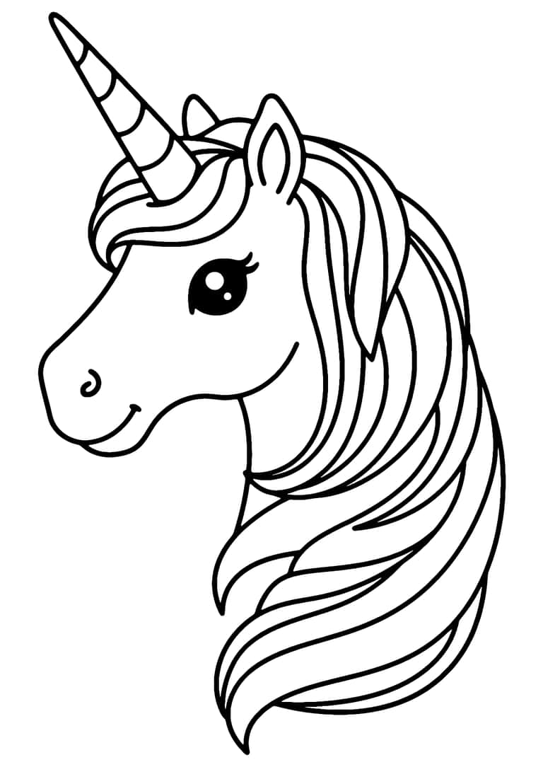 Unicorn Head Coloring Page