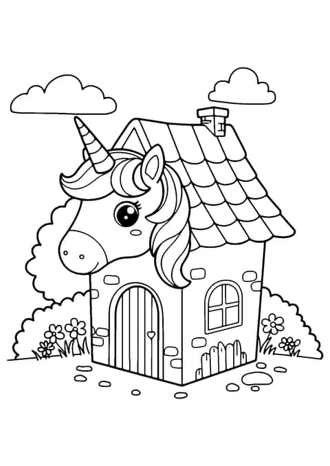 eenhoornhuis Coloring Page