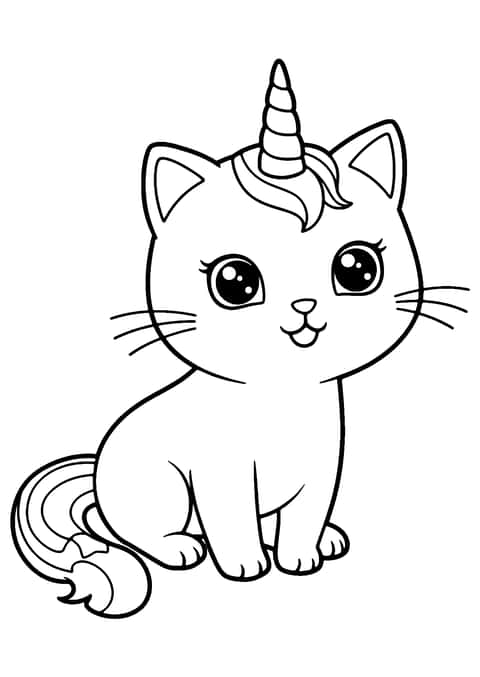 유니콘 고양이 Coloring Page