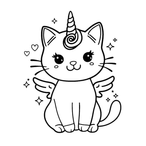 eenhoorn kat Coloring Page