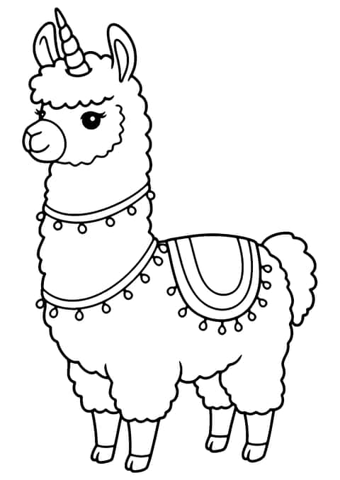 enhjørningslama Coloring Page